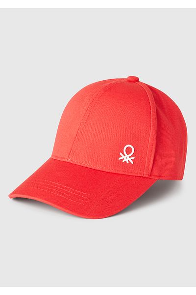 United Colors of Benetton Boy's Red Front Logo Printed Cap Hat