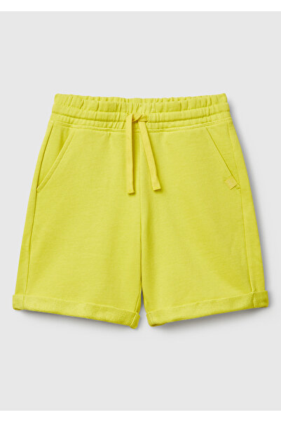 United Colors of Benetton Erkek Çocuk Sarı Logolu Sweat Şort