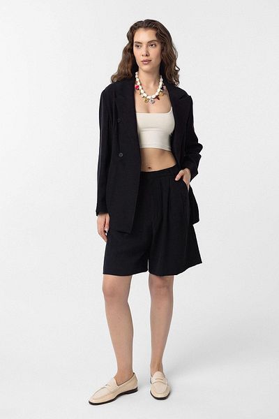 Antioch Black Pleated Women's Bermuda Shorts