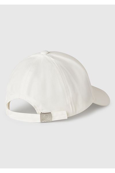 United Colors of Benetton Boy's White Front Logo Printed Cap Hat