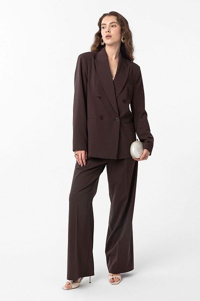 Antioch Brown Regular Fit Double Breasted Women's Blazer Jacket