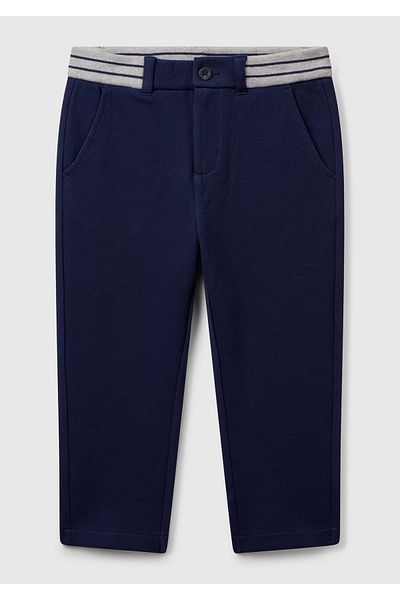 United Colors of Benetton Pantaloni de trening pentru băiat, albastru bleumarin, cu bandă în talie, cu buzunare cu plasture