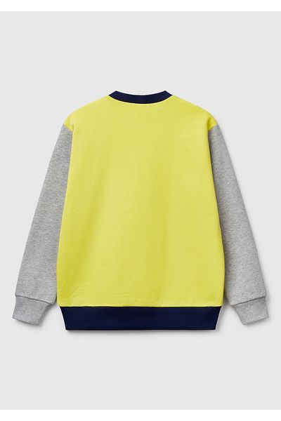 United Colors of Benetton Boy's Yellow Mix Benetton Logo Printed Crew Neck Sweatshirt