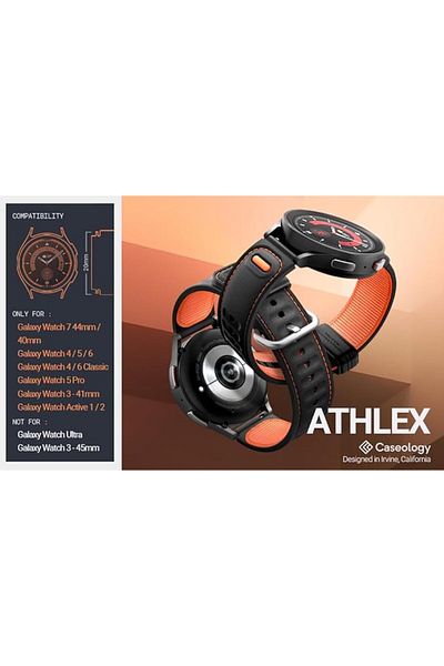 caseology Athlex Hybrid Band for Galaxy Watch 7, 6, 6 Classic Watch FE, 5, 5 Pro, 4, 4 Active Orange