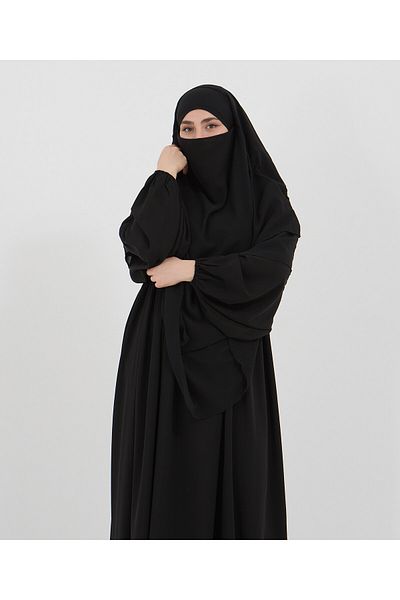 Mihrisina collection 3 Layer Souffle Abaya Dress Suit Khimar Souffle&Robe