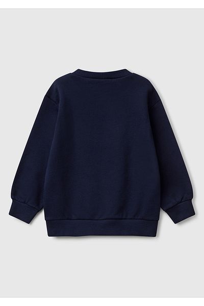 United Colors of Benetton Boy's Navy Blue Hot Wheels Printed Logo Label Crew Neck Sweatshirt