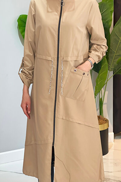 REMSA Μπεζ Κοντό Μπουφάν Με Κουκούλα 17822