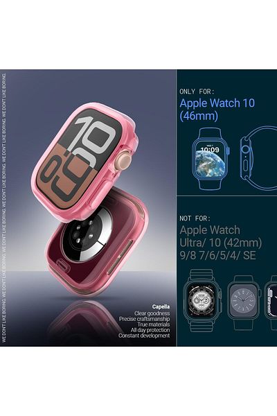 caseology Capella designed for Apple Watch Series 10 (46mm) case cover (2024) - Clear Pink