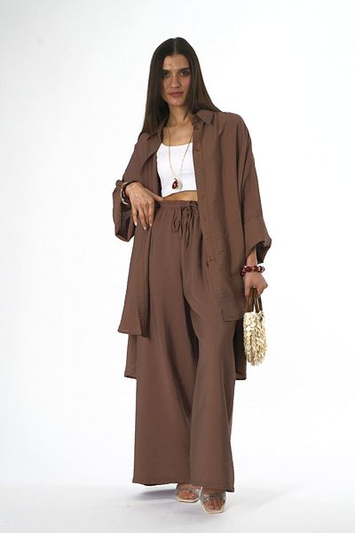 ABBRA Women's Long Back Oversize Shirt Pants Set