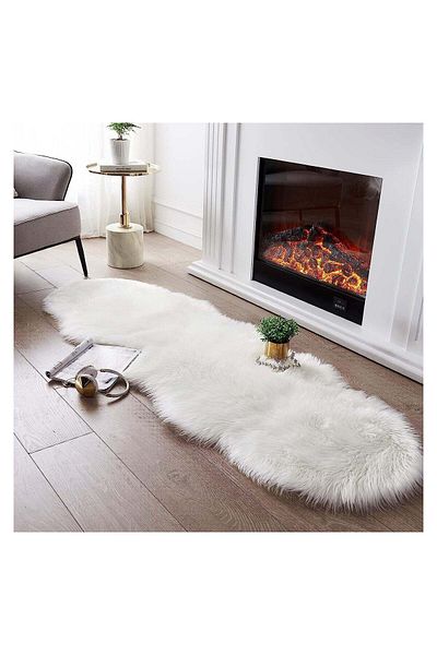 Comfy سجادة أريكة/أرضية بيضاء فائقة النعومة ومضادة للانزلاق، مقاس 180×210 سم