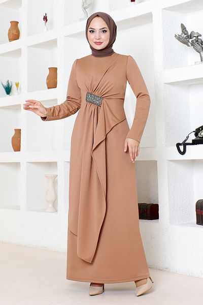 ModaMerve Rochie de seara drapata si brodata cu piatra 5020SL890