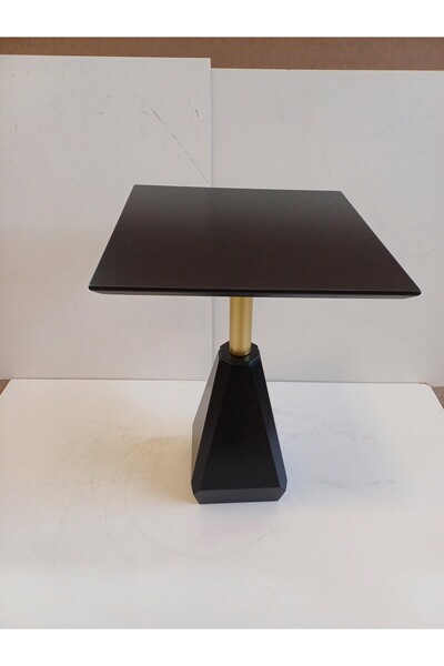Gold Design ZİRVE model kare siyah-gold kombini  yan sehpa zigon h= 55 cm