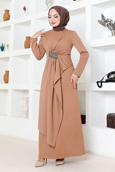 ModaMerve Rochie de seara drapata si brodata cu piatra 5020SL890