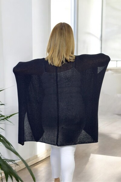 yagmurberen Short Sleeve Asymmetric Cut Slit Pocket Shawl Collar Large Size Italian Mercerized Cardigan