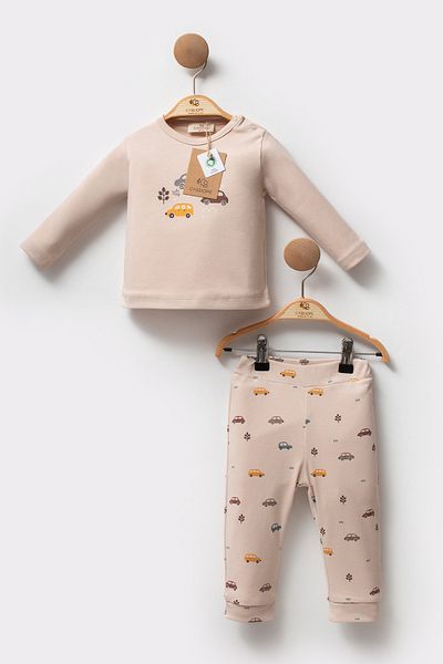 Cassiope Organic Cotton Car Patterned Long Sleeve Skin Friendly Soft Touch Daily Baby Boy Suit