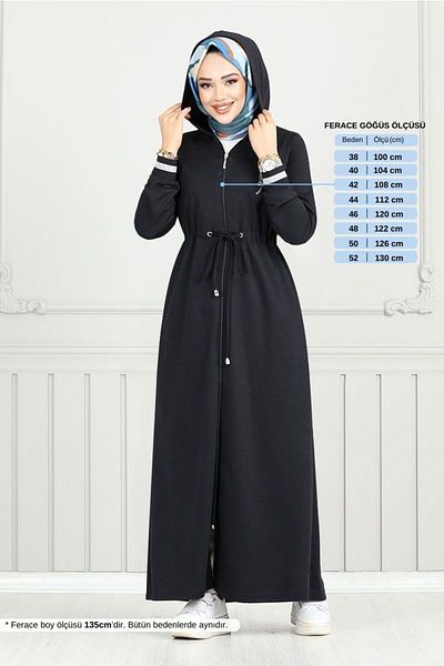 ModaMerve 1977FON1064-M Ναυτικό Hijab Φούστα - Λεπτομέρεια από πέτρα