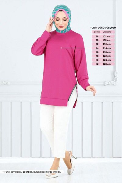 ModaMerve Furuncu Tunik - Detail with Fuchsia