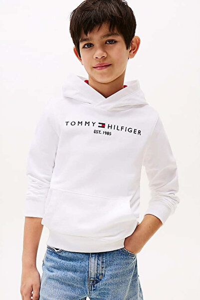 Tommy Hilfiger Erkek Çocuk Th Kapüşonlu Sweatshirt - Beyaz