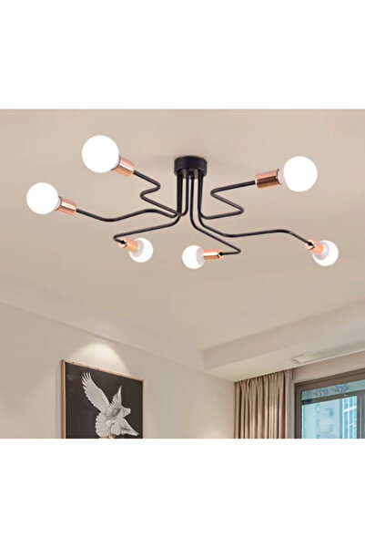 SimaAvize Modern 6 Kol Bakır Örümcek Avize