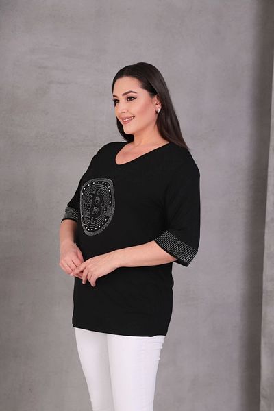 aytemas Bitcoin Stone Printed Blouse on the Front