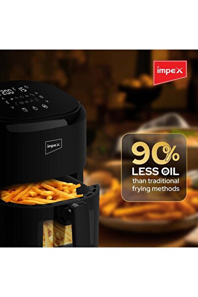 İMPEX Impex 4.5L Digital Air Fryer, 1200W, Adjustable Temp Control, Oil-Free Cooking, Black - AF 4307