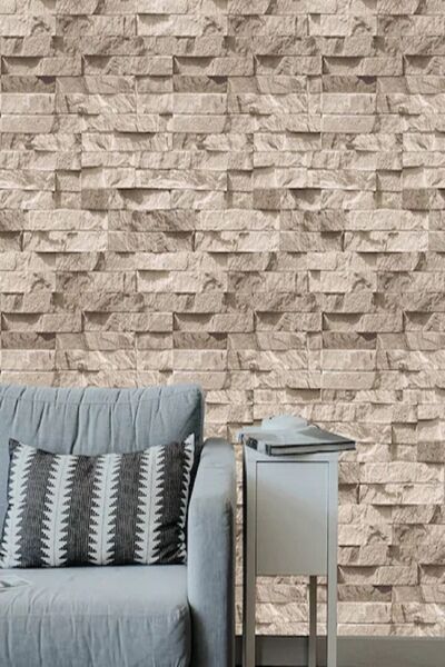 Bien Duvar Kağıtları Bien Exclusive 9300 Exclusive Bej Geçmeli Yığma Taş Dese...