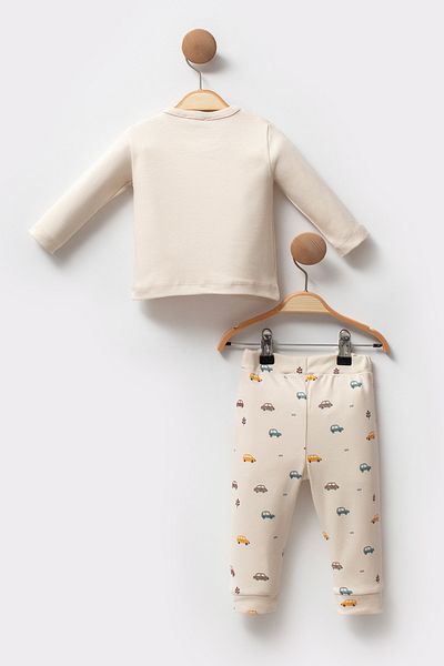 Cassiope Organic Cotton Car Patterned Long Sleeve Skin Friendly Soft Touch Daily Baby Boy Suit