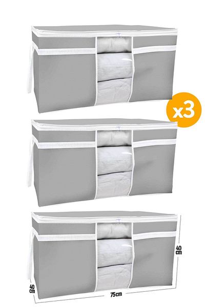 Serstil 3 Pieces - Window Pillow Duvet Cover 75 X 40 X 40 Cm - Anthracite