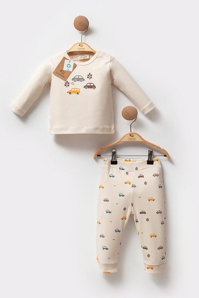 Cassiope Organic Cotton Car Patterned Long Sleeve Skin Friendly Soft Touch Daily Baby Boy Suit