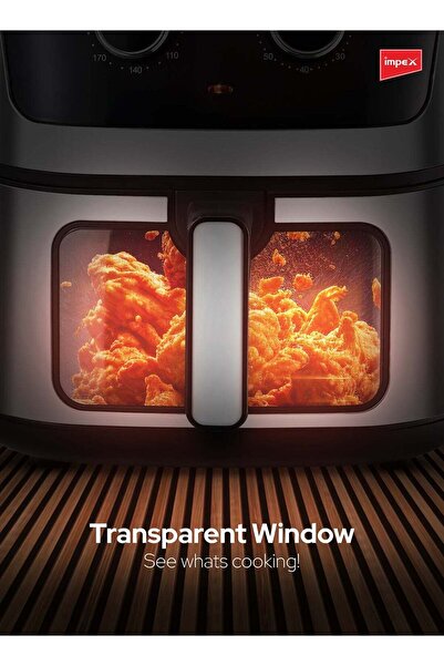 İMPEX IMPEX 6.5L Air Fryer, 1650W, Temp Control, 60-Min Timer, Overheat Protection, Black/Silver - AF 4304