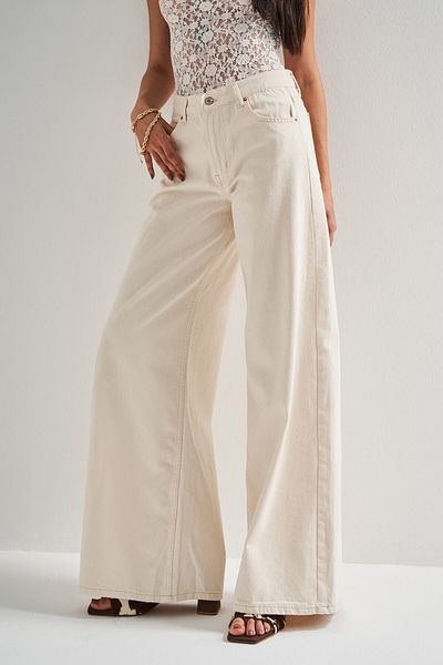 its basic Γυναικείο Raw Jeans Color S4 Palazzo Fit 100% Koton τζιν τζιν στη μέση