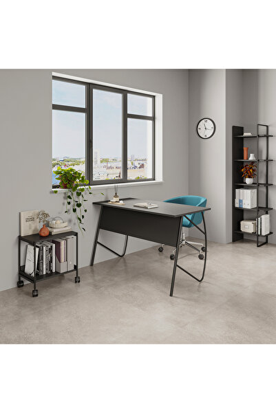 lagomood Ella Çalışma Masa Takımı 120 Ella Tekerlekli Sehpa Antrasit