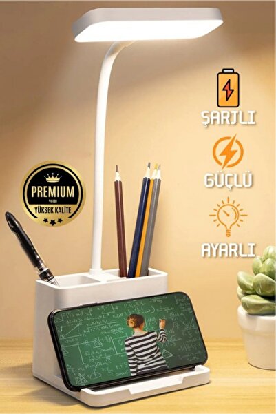 ByKurt Şarjlı Masa Lambası - 3 Renk Dokunmatik Telefon Stantlı 460 Lümen USB ...
