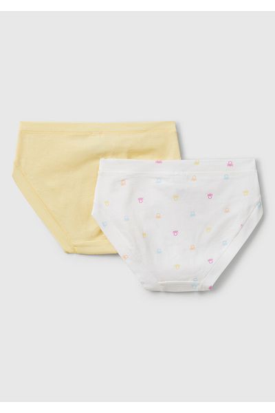 United Colors of Benetton Girl's White Mix Classic Cut Panties Set of 2