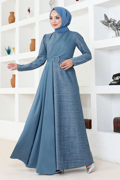 ModaMerve Βραδινό φόρεμα Indigo Glitter - ASM2538