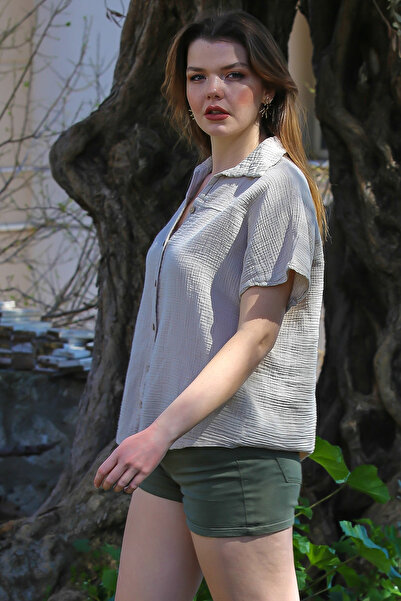 Chiccy Μπεζ φόρεμα Akyüz Gormus Translucent Sleeve Barbed Cok Simple Nokele Meke χωρίς τον Master