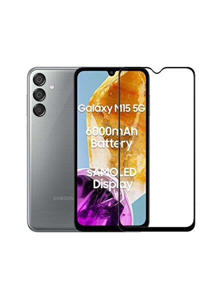 Fibaks Samsung Galaxy M15 Uyumlu Tam Kapatan Tamperli Cam Ekran Koruyucu Kırı...