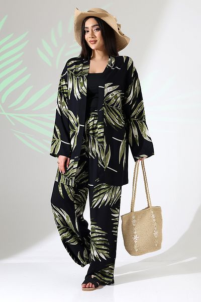 forte bella Ethnic Pattern Maxi Bottom-Top Kimono Set