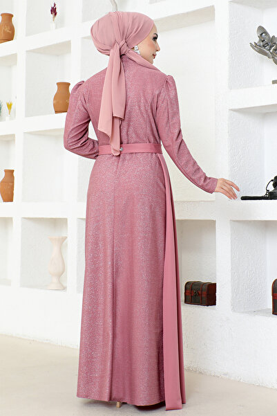 ModaMerve Simli Abiye Asm2538 Gül Kurusu