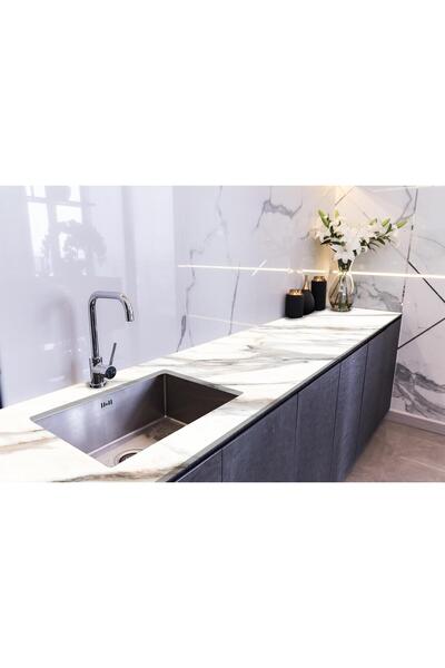 StickerArt Tezgah Üstü Fayans Kaplama Folyosu Mutfak Tezgahı Kaplama White Ca...