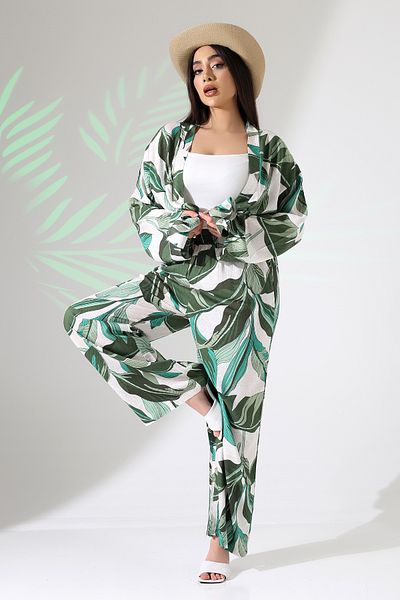 forte bella Ethnic Pattern Maxi Bottom-Top Kimono Set