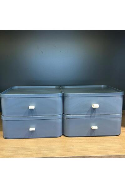 Bayev Γκρι συρτάρι 4 επιπέδων Επιτραπέζιο Organizer Μακιγιάζ Κουτί κοσμημάτων Αξεσουάρ Organizer Συλλέκτης