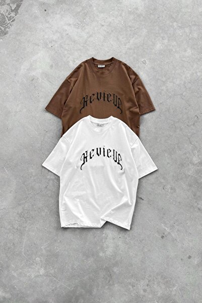 HAFKAGİYİM Καφέ Heview Κέντημα Λεπτομέρεια Oversize T-Shirt