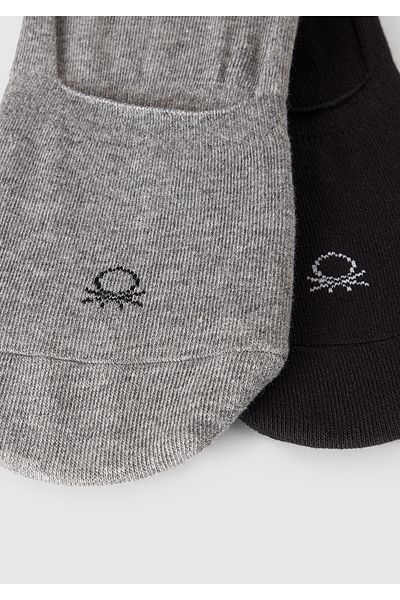 United Colors of Benetton Unisex Black-Grey 2-Piece Ballerina Socks
