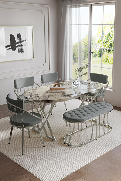 BY ORHAN GÜZEL SELENİT Mutfak Yemek Masası Takımı- 6 KİŞİLİK Mutfak Masa Sand...