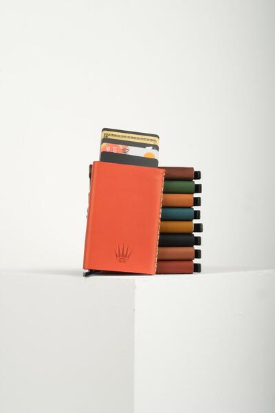 WATCHOFROYAL Cortex Slim Black Genuine Leather Compartmented Slide Mechanism Card Holder