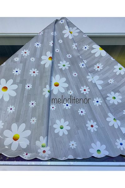 MİRELLA Lined Slip-Resistant Wipeable Daisy Round Thick Pvc Oilcloth Tablecloth