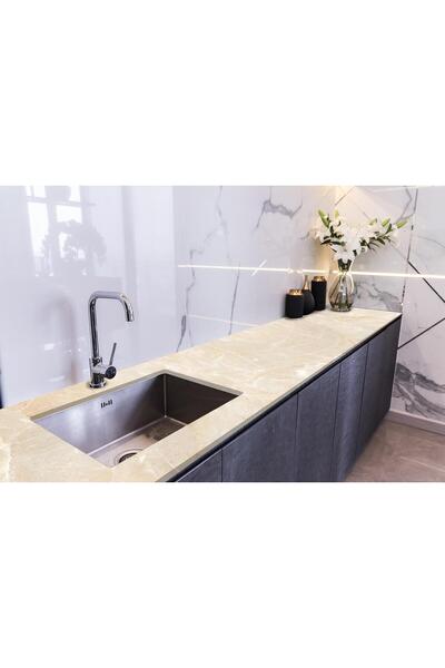 StickerArt Tezgah Üstü Fayans Kaplama Folyosu Mutfak Tezgahı Kaplama Mermer B...