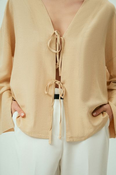 Wear Three Points Glow Lace-Up Reversible Wearable Linen Shirt