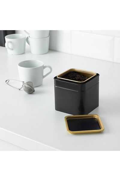 IKEA BLOMNING Coffee/Tea Tin – Airtight Storage, Durable Metal, 10x10x10 cm